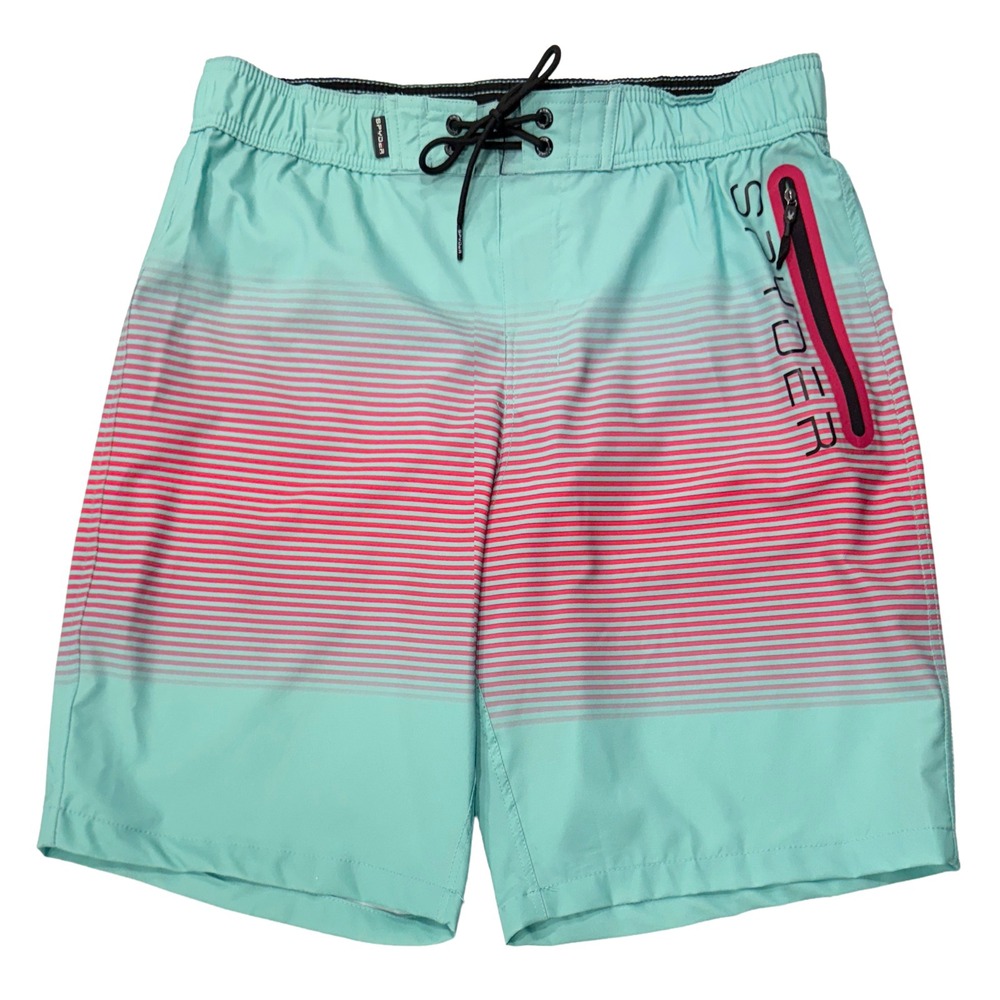 Spyder Ombre Stripes Board Shorts - NWT Mens XL Mint / Magenta - #45399-K4